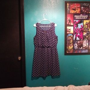 Blue and white polkadot dress